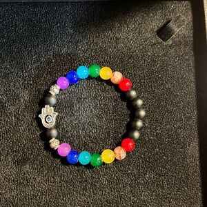 Colorful Beaded Unisex Bracelet with Hamsa Charm